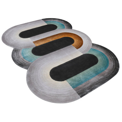 Handmade Wool Rug Tuft Weaving, Sustainable Contemporary Carpet, Interlocking Loops Design, Irregular Shape, Custom Made On-Demand in Türkiye