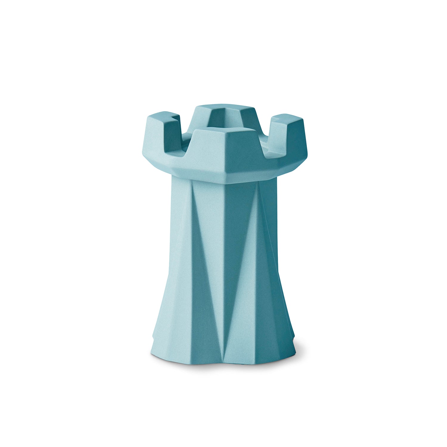 Handmade-Chess-Rook-Candle-Holder-Aqua-Porcelain-Sustainable-18cm-ETUGENE