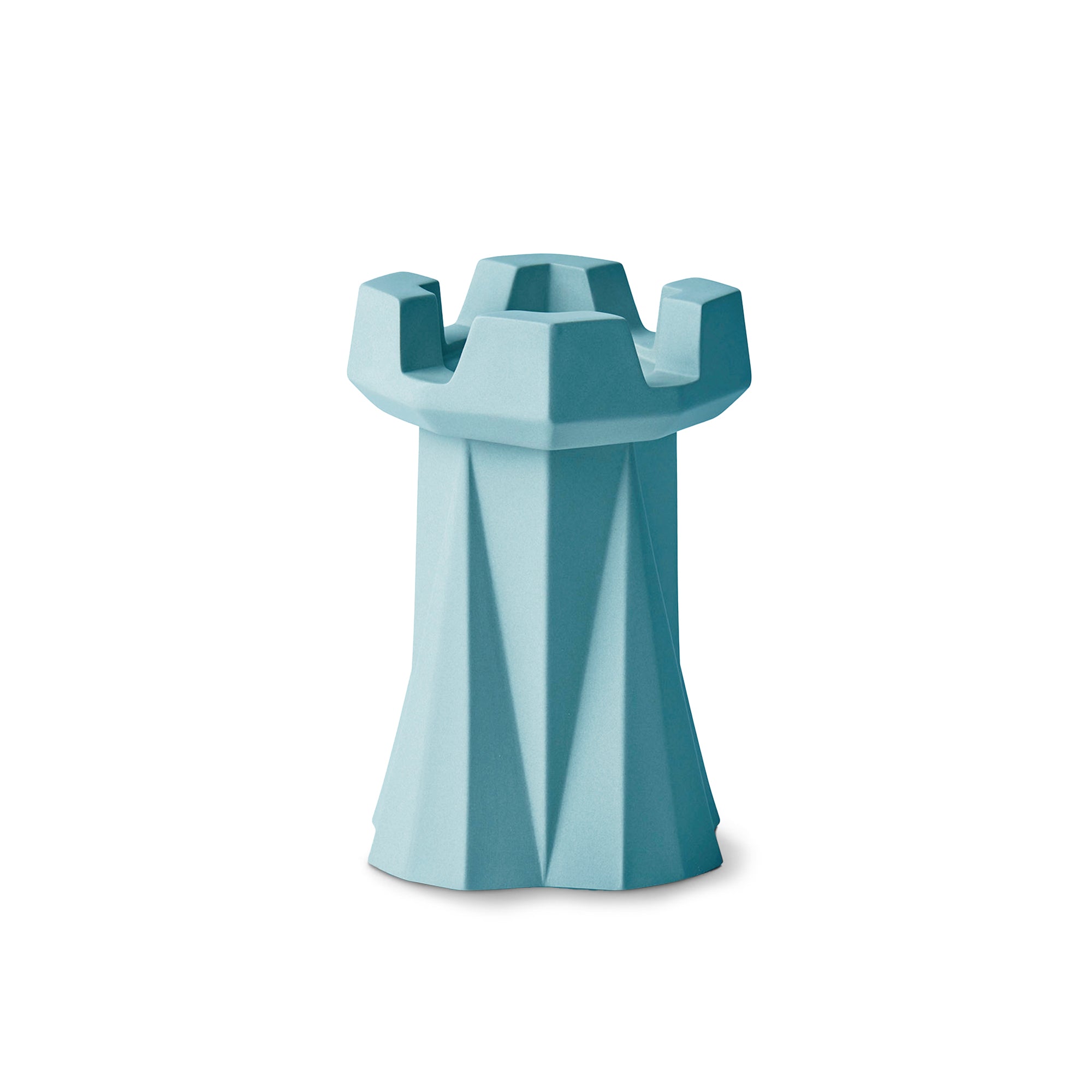 Handmade-Chess-Rook-Candle-Holder-Aqua-Porcelain-Sustainable-18cm-ETUGENE
