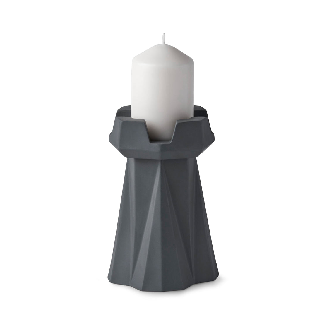 Handmade-Chess-Rook-Candle-Holder-Black-Porcelain-Sustainable-18cm-ETUGENE