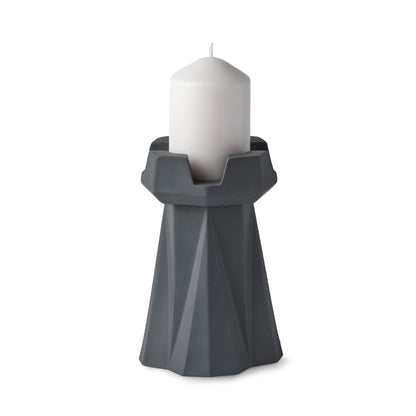 Handmade-Chess-Rook-Candle-Holder-Black-Porcelain-Sustainable-18cm-ETUGENE