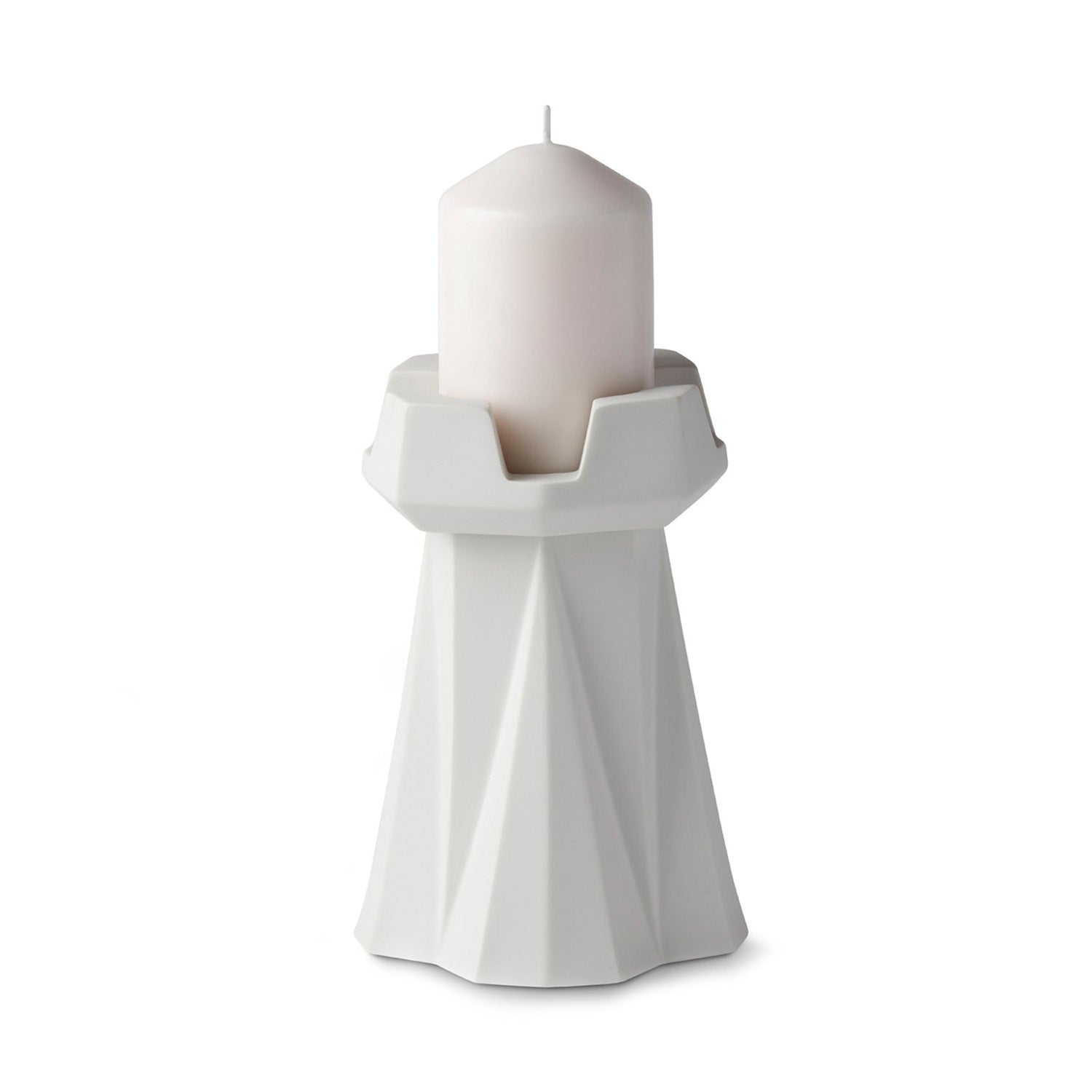 Handmade-Chess-Rook-Candle-Holder-Ivory-Porcelain-Sustainable-18cm-Candle-ETUGENE