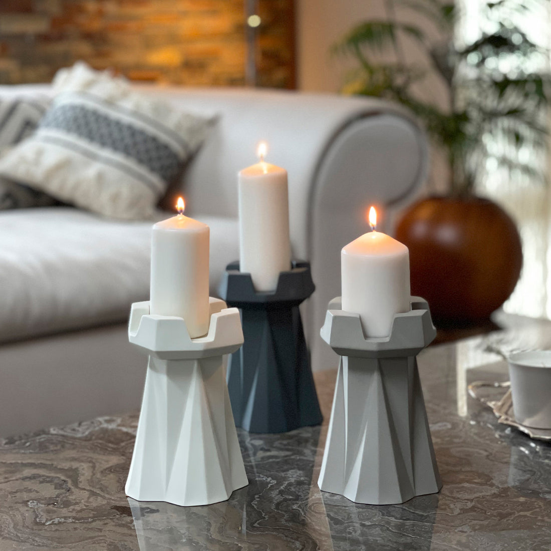 Handmade-Chess-Rook-Candle-Holder-Ivory-Porcelain-Sustainable-18cm-Lifestyle-ETUGENE