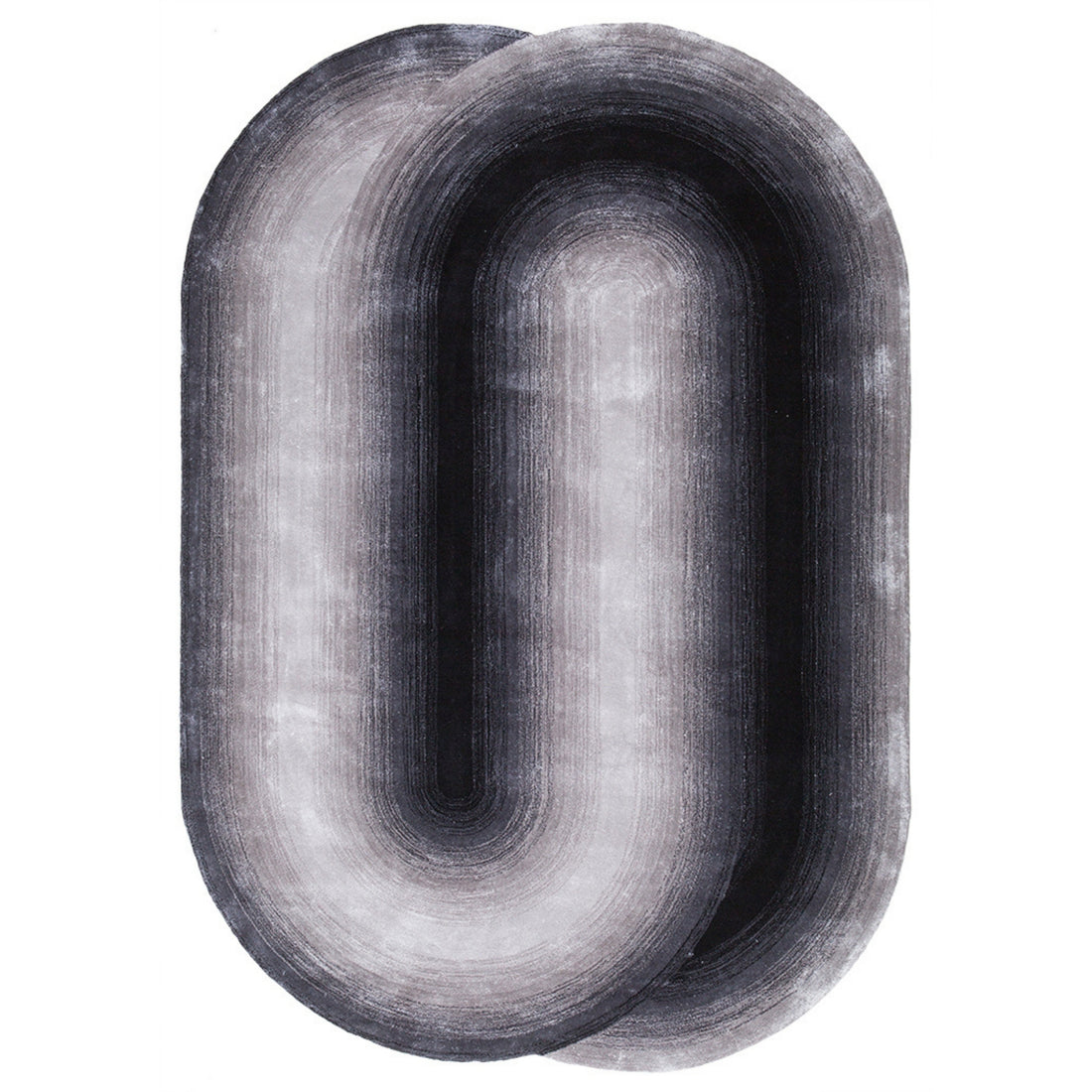 Handmade Wool Rug Tuft Weaving, Sustainable Contemporary Carpet, Back &amp; Grey Overlapping Oval Shapes, Irregular Shape, Custom Made On-Demand in Turkiye_ETUGENE_Geo-005-A