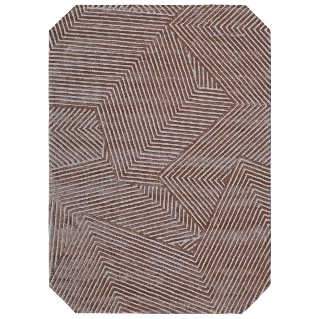 Handmade Wool Rug Tuft Weaving, Sustainable Contemporary Carpet, Beige &amp; Grey, Rectangular Shape, Custom Made On-Demand in Turkiye_ETUGENE_Trace-004-A-Beige