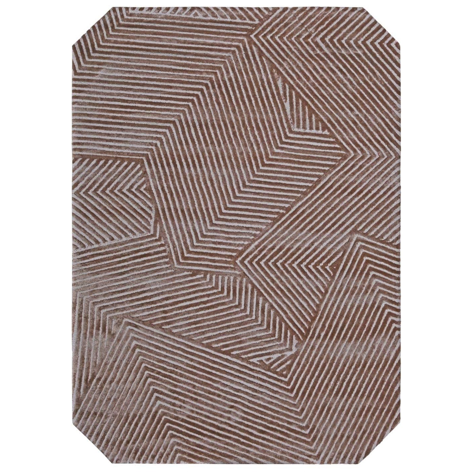 Handmade Wool Rug Tuft Weaving, Sustainable Contemporary Carpet, Beige &amp; Grey, Rectangular Shape, Custom Made On-Demand in Turkiye_ETUGENE_Trace-004-A-Beige