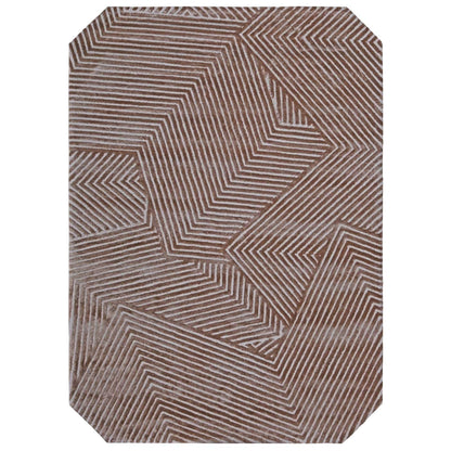 Handmade Wool Rug Tuft Weaving, Sustainable Contemporary Carpet, Beige &amp; Grey, Rectangular Shape, Custom Made On-Demand in Turkiye_ETUGENE_Trace-004-A-Beige