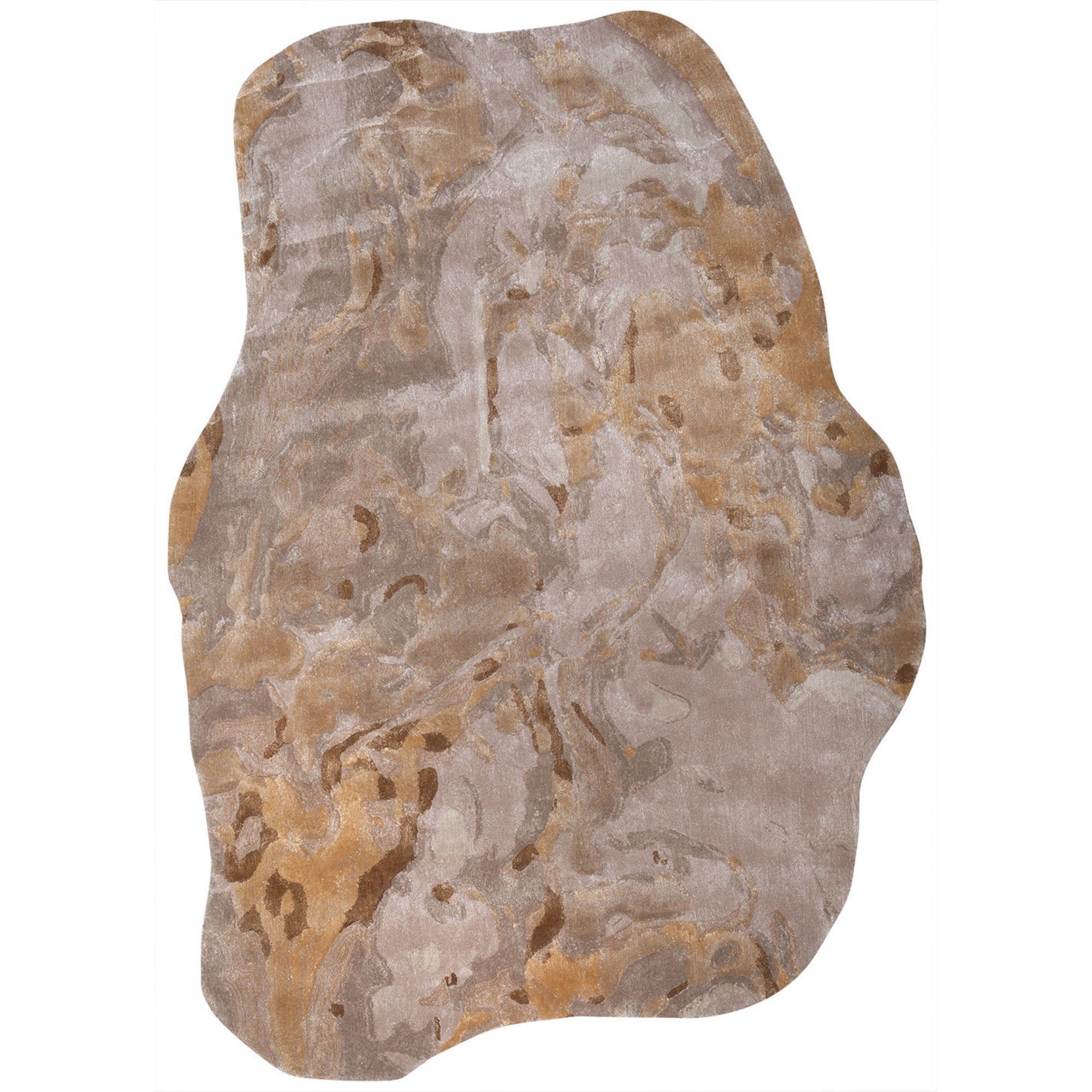 Handmade Wool Rug Tuft Weaving, Sustainable Contemporary Carpet, Beige Rock Shape, Irregular Shape, Custom Made On-Demand in Turkiye_ETUGENE_Rock-001-B