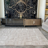 Handmade Wool Rug Tuft Weaving, Sustainable Contemporary Carpet, Beige Square Design, Rectangular Shape, Custom Made On-Demand in Turkiye_ETUGENE_Karre-001-D-D6-Home
