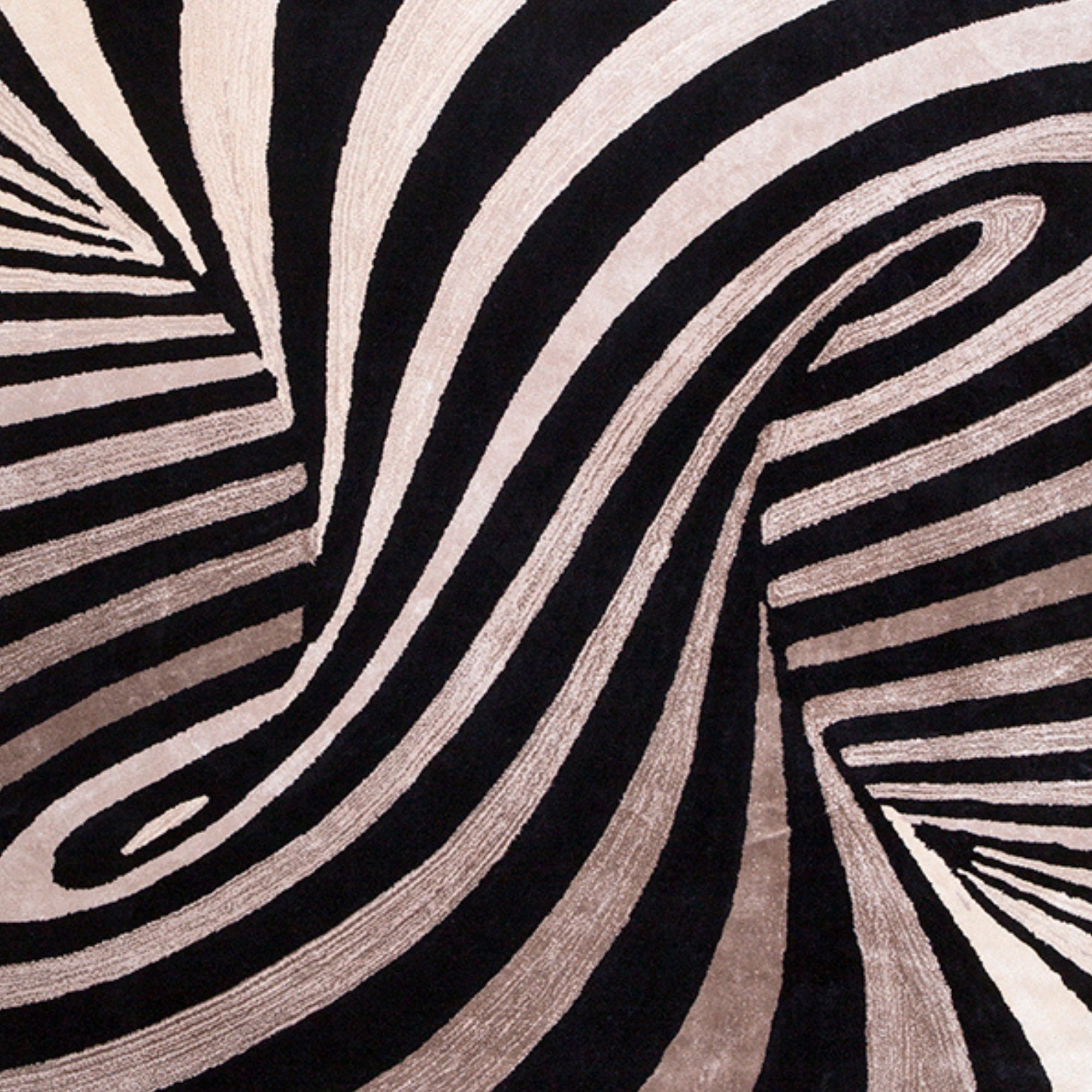 Handmade Wool Rug Tuft Weaving, Sustainable Contemporary Carpet, Black Brown Swirl Design, Irregular Shape, Custom Made On-Demand in Turkiye_ETUGENE_Weave-002-C-Design