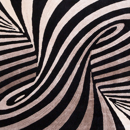 Handmade Wool Rug Tuft Weaving, Sustainable Contemporary Carpet, Black Brown Swirl Design, Irregular Shape, Custom Made On-Demand in Turkiye_ETUGENE_Weave-002-C-Design