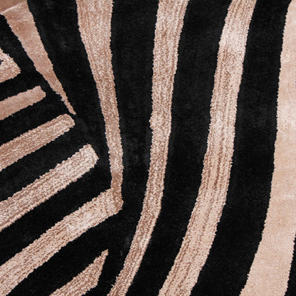 Handmade Wool Rug Tuft Weaving, Sustainable Contemporary Carpet, Black Brown Swirl Design, Irregular Shape, Custom Made On-Demand in Turkiye_ETUGENE_Weave-002-C-Motifs