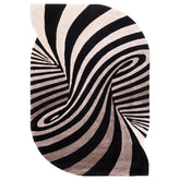 Handmade Wool Rug Tuft Weaving, Sustainable Contemporary Carpet, Black Brown Swirl Design, Irregular Shape, Custom Made On-Demand in Turkiye_ETUGENE_Weave-002-C