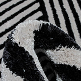 Handmade Wool Rug Tuft Weaving, Sustainable Contemporary Carpet, Black Three-Dimension Design, Rectangular Shape, Custom Made On-Demand in Turkiye_ETUGENE_Trace-004-A-Black-Tuft