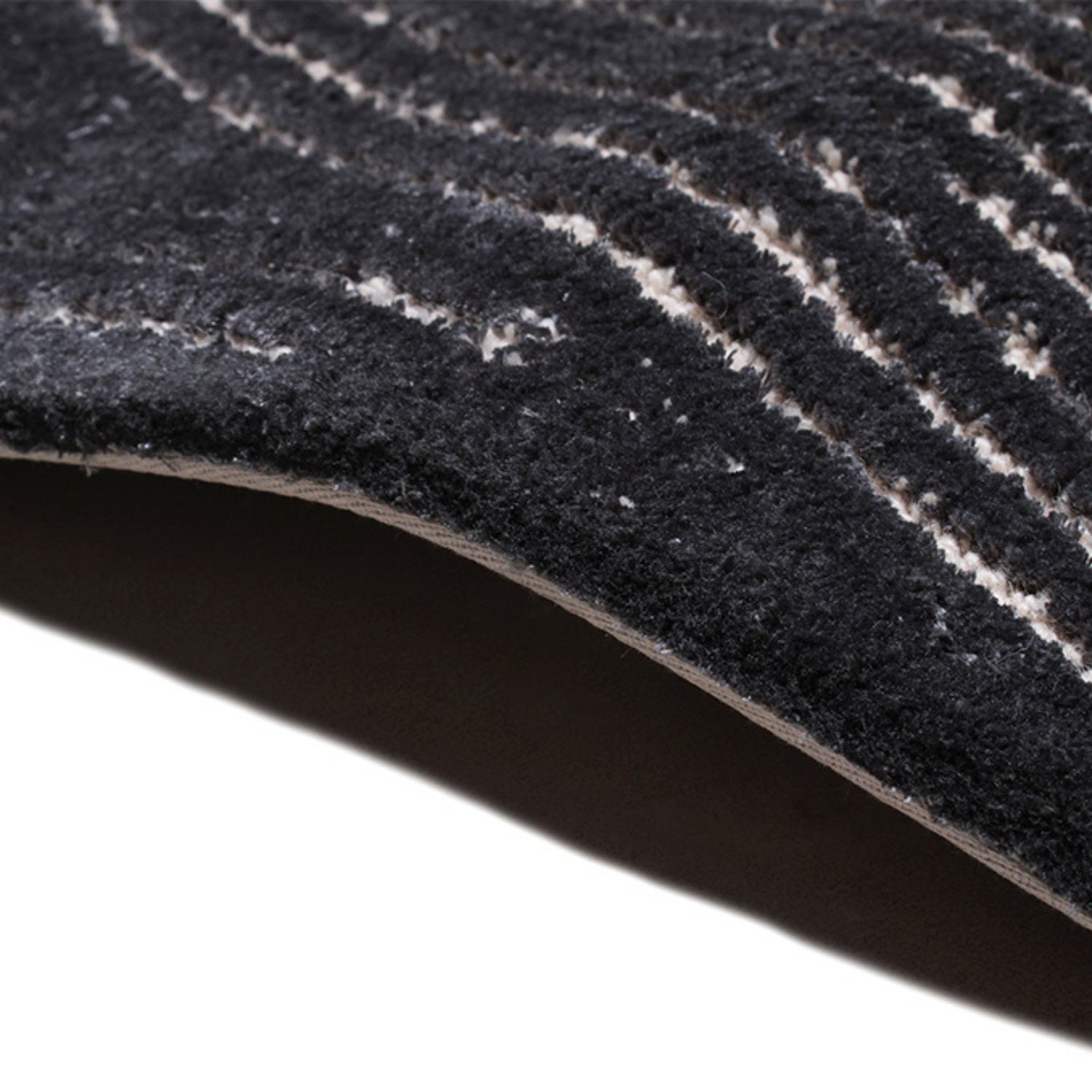 Handmade Wool Rug Tuft Weaving, Sustainable Contemporary Carpet, Black &amp; White Curves, Rectangular Shape, Custom Made On-Demand in Turkiye_ETUGENE_Trace-005-A-Border