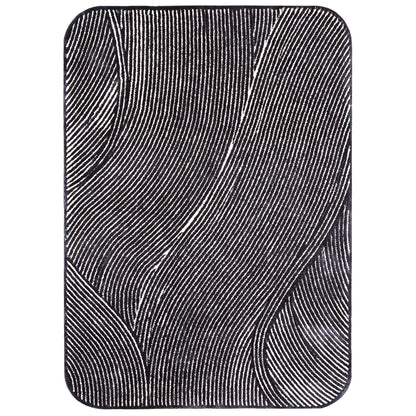 Handmade Wool Rug Tuft Weaving, Sustainable Contemporary Carpet, Black &amp; White Curves, Rectangular Shape, Custom Made On-Demand in Turkiye_ETUGENE_Trace-005-A