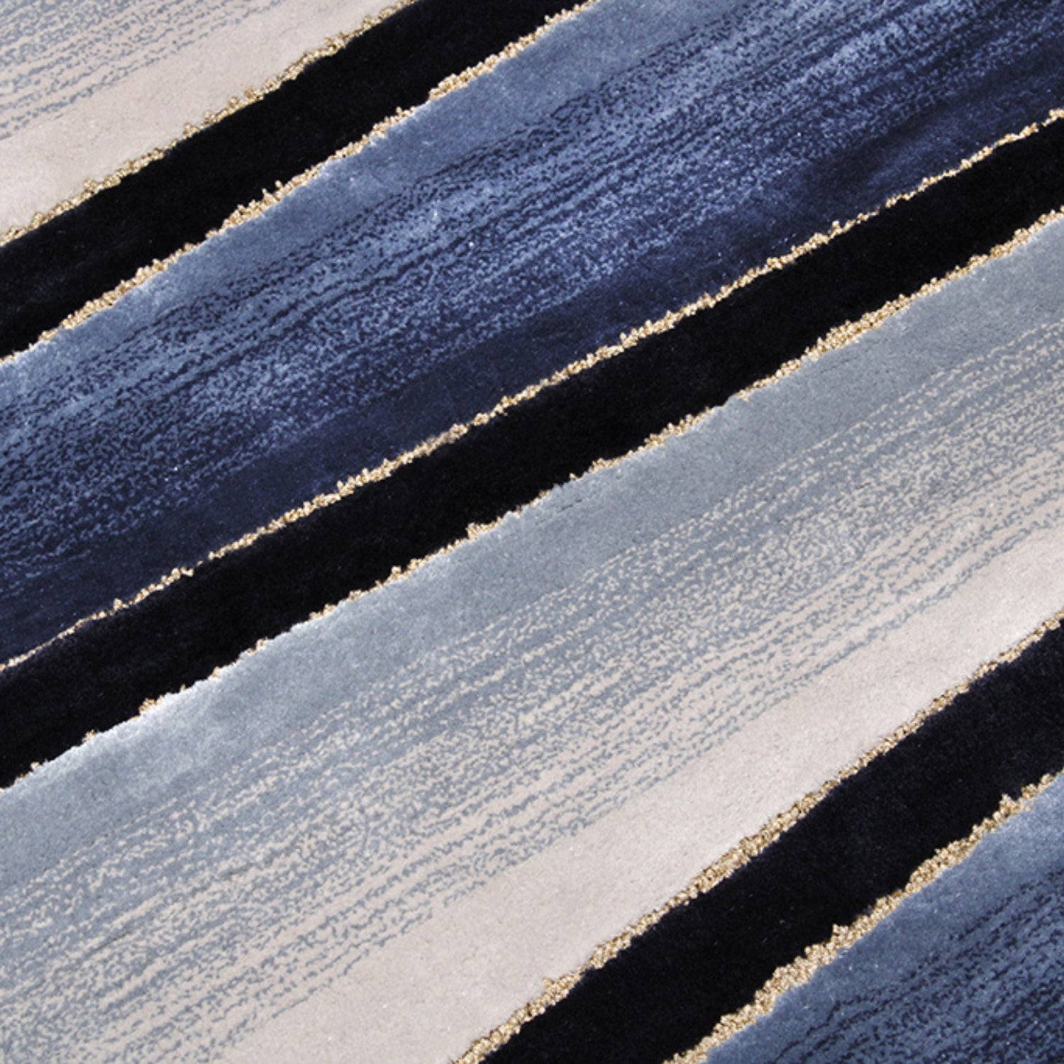 Handmade Wool Rug Tuft Weaving, Sustainable Contemporary Carpet, Blue Grey Pleat Design, Irregular Shape, Custom Made On-Demand in Turkiye_ETUGENE_Pleat-003-VX-Details