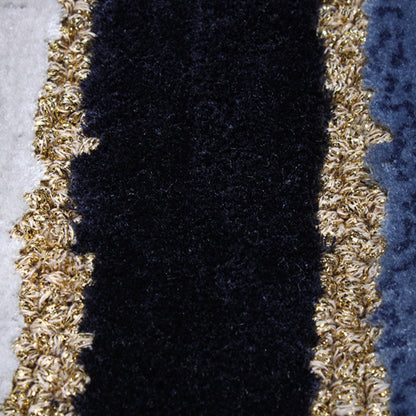 Handmade Wool Rug Tuft Weaving, Sustainable Contemporary Carpet, Blue Grey Pleat Design, Irregular Shape, Custom Made On-Demand in Turkiye_ETUGENE_Pleat-003-VX-Motifs