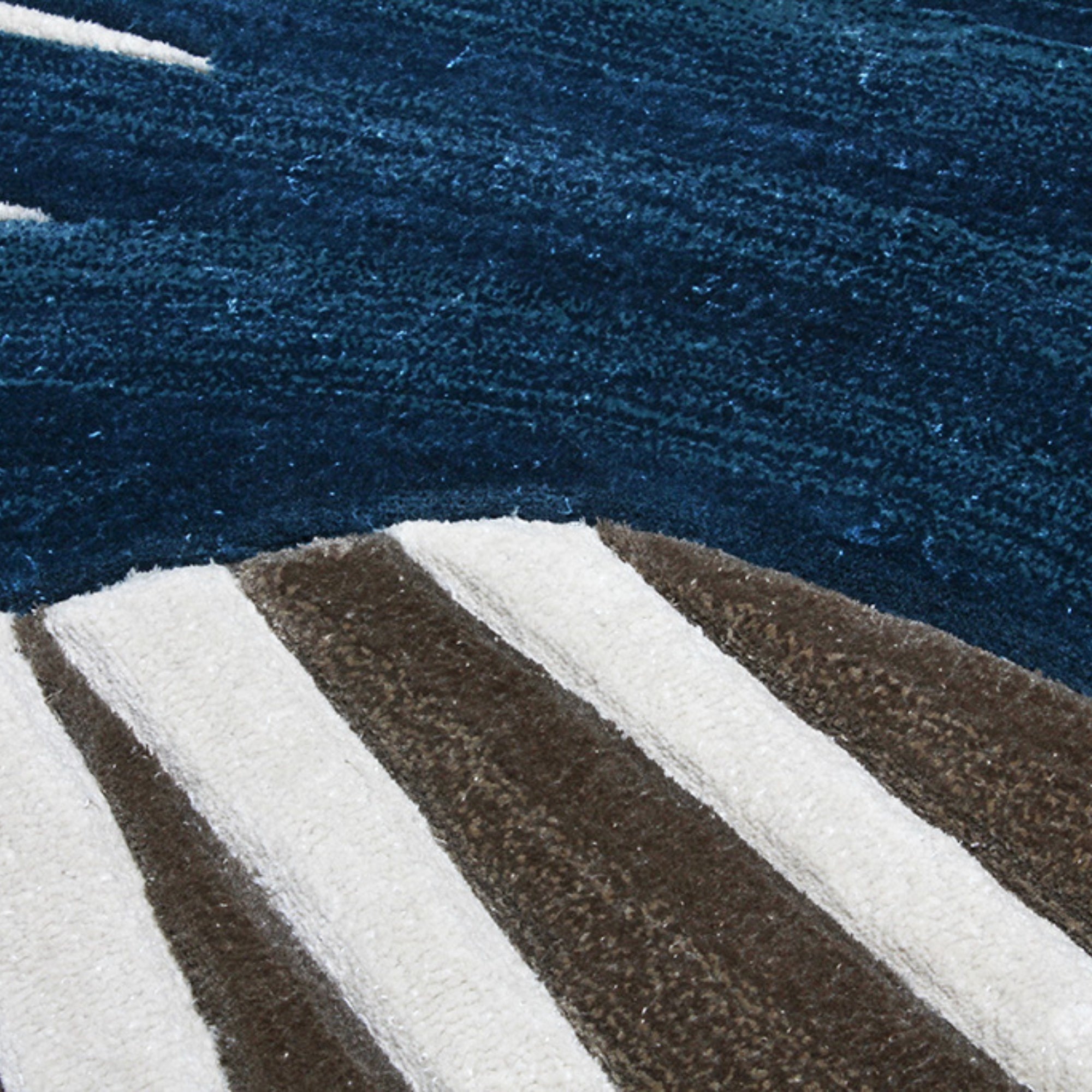 Handmade Wool Rug Tuft Weaving, Sustainable Contemporary Carpet, Blue Pleat Design, Irregular Shape, Custom Made On-Demand in Turkiye_ETUGENE_Pleat-002-V-Motifs