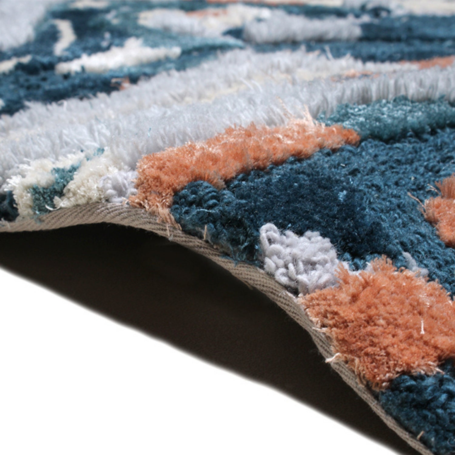 Handmade Wool Rug Tuft Weaving, Sustainable Contemporary Carpet, Blue Rock Shape, Irregular Shape, Custom Made On-Demand in Turkiye_ETUGENE_Rock-002-M-Border