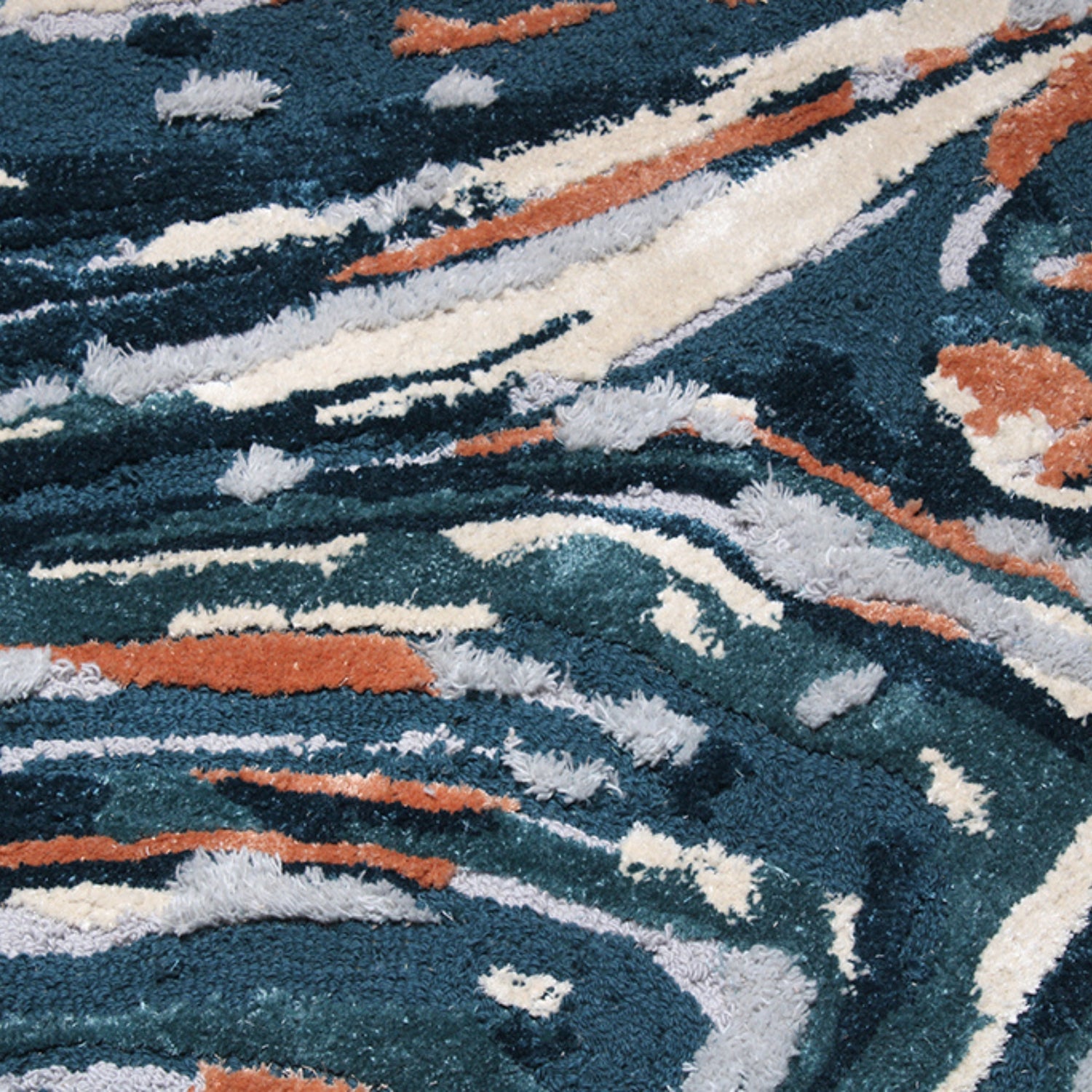 Handmade Wool Rug Tuft Weaving, Sustainable Contemporary Carpet, Blue Rock Shape, Irregular Shape, Custom Made On-Demand in Turkiye_ETUGENE_Rock-002-M-Design