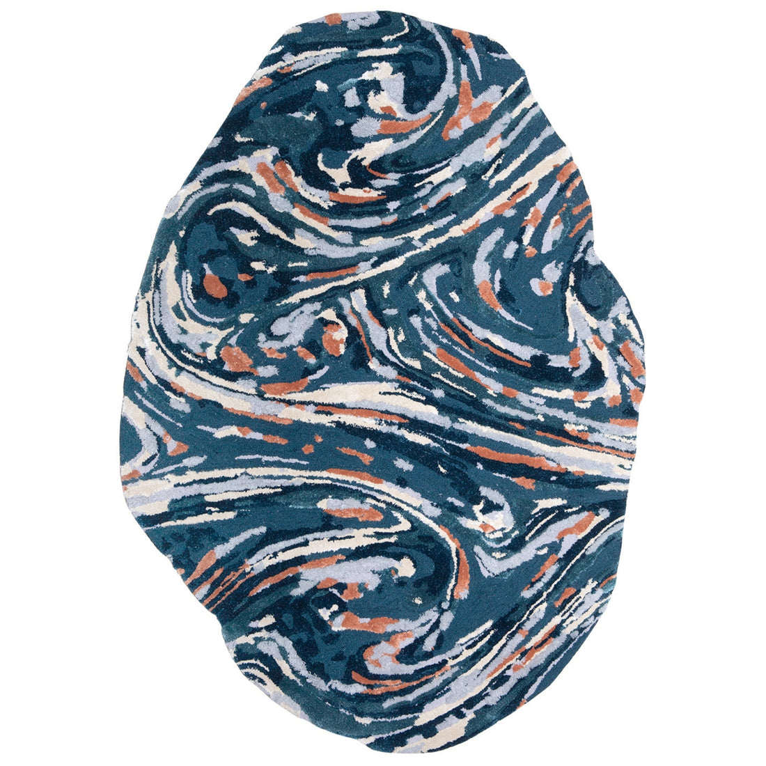 Handmade Wool Rug Tuft Weaving, Sustainable Contemporary Carpet, Blue Rock Shape, Irregular Shape, Custom Made On-Demand in Turkiye_ETUGENE_Rock-002-M