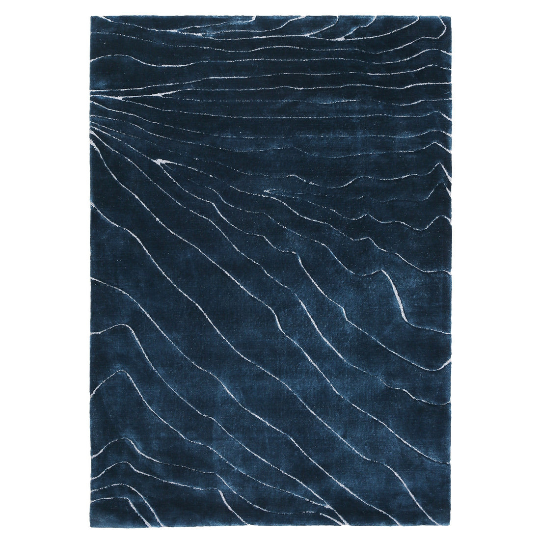 Handmade Wool Rug Tuft Weaving, Sustainable Contemporary Carpet, Blue Wave Design,  Rectangular Shape, Custom Made On-Demand in Turkiye_ETUGENE_Shinny-002-J