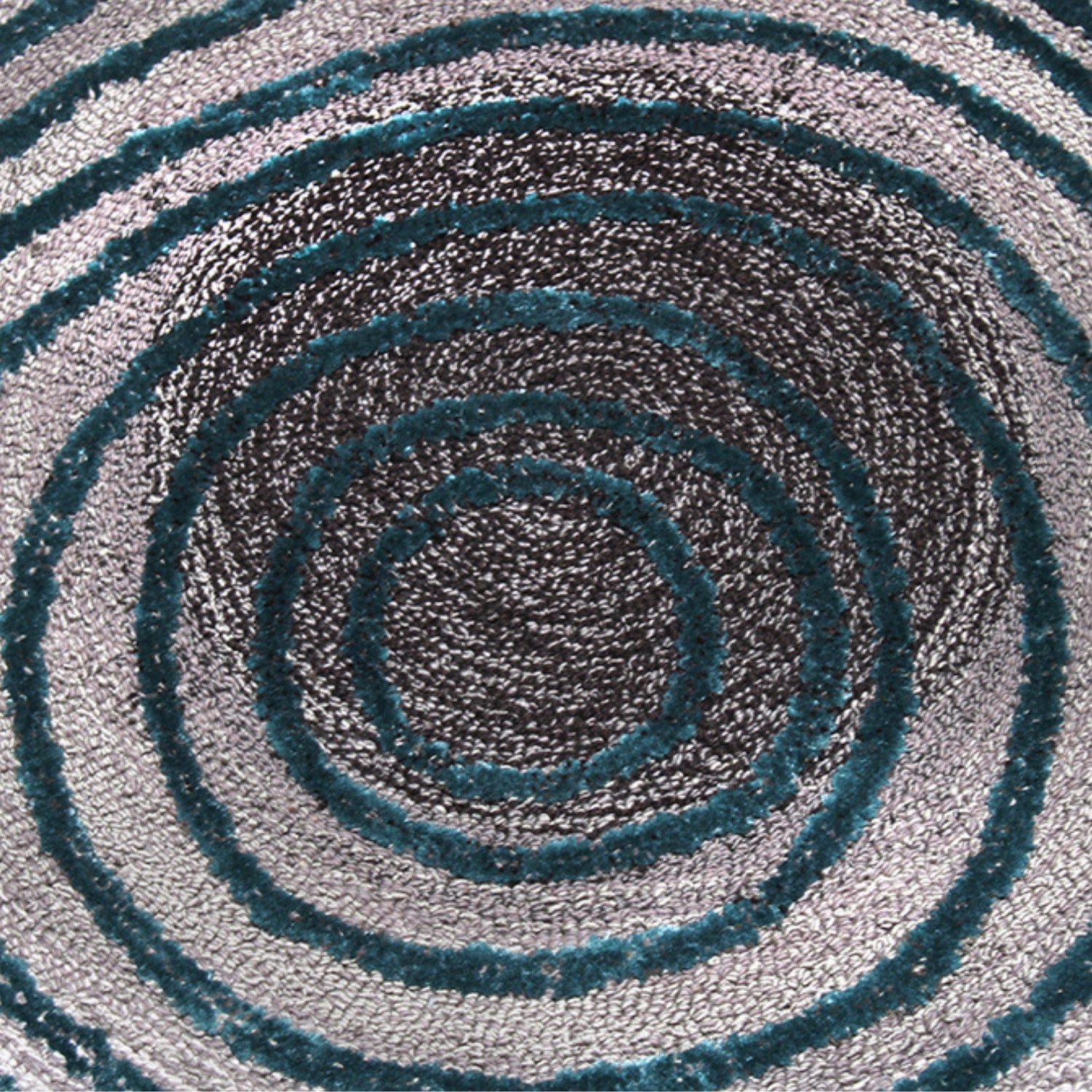 Handmade Wool Rug Tuft Weaving, Sustainable Contemporary Carpet, Bold Blue Rings, Round Shape, Custom Made On-Demand in Turkiye_ETUGENE_Helix-001-J-Design