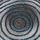Handmade Wool Rug Tuft Weaving, Sustainable Contemporary Carpet, Bold Blue Rings, Round Shape, Custom Made On-Demand in Turkiye_ETUGENE_Helix-001-J-Design