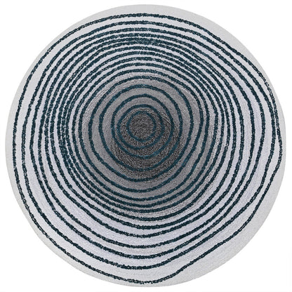 Handmade Wool Rug Tuft Weaving, Sustainable Contemporary Carpet, Bold Blue Rings, Round Shape, Custom Made On-Demand in Turkiye_ETUGENE_Helix-001-J