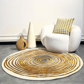 Handmade Wool Rug Tuft Weaving, Sustainable Contemporary Carpet, Bold Rings, Round Shape, Custom Made On-Demand in Turkiye_ETUGENE_Helix-001-F-Home