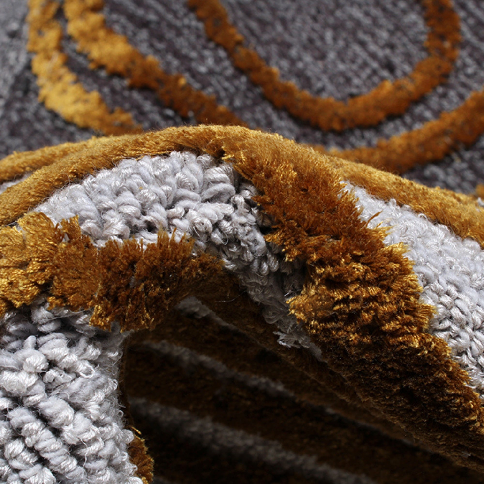 Handmade Wool Rug Tuft Weaving, Sustainable Contemporary Carpet, Bold Rings, Round Shape, Custom Made On-Demand in Turkiye_ETUGENE_Helix-001-F-Tuft