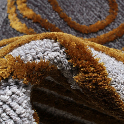 Handmade Wool Rug Tuft Weaving, Sustainable Contemporary Carpet, Bold Rings, Round Shape, Custom Made On-Demand in Turkiye_ETUGENE_Helix-001-F-Tuft