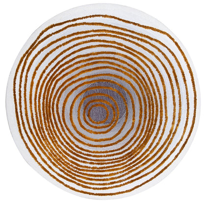 Handmade Wool Rug Tuft Weaving, Sustainable Contemporary Carpet, Bold Rings, Round Shape, Custom Made On-Demand in Turkiye_ETUGENE_Helix-001-F