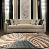 Handmade Wool Rug Tuft Weaving, Sustainable Contemporary Carpet, Brown Beige Swirl Design, Irregular Shape, Custom Made On-Demand in Turkiye_ETUGENE_Weave-002-N-Home