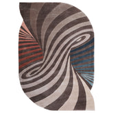Handmade Wool Rug Tuft Weaving, Sustainable Contemporary Carpet, Brown Beige Swirl Design, Irregular Shape, Custom Made On-Demand in Turkiye_ETUGENE_Weave-002-N
