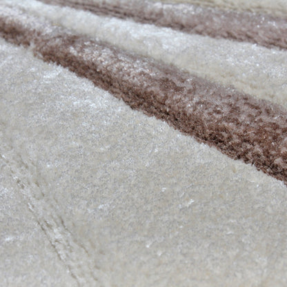 Handmade Wool Rug Tuft Weaving, Sustainable Contemporary Carpet, Brown Pleat Design, Irregular Shape, Custom Made On-Demand in Turkiye_ETUGENE_Pleat-001-B-Details