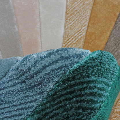 Handmade Wool Rug Tuft Weaving, Sustainable Contemporary Carpet, Colorful Round Shape, Custom Made On-Demand in Turkiye_ETUGENE_Facet-001-J-Tuft