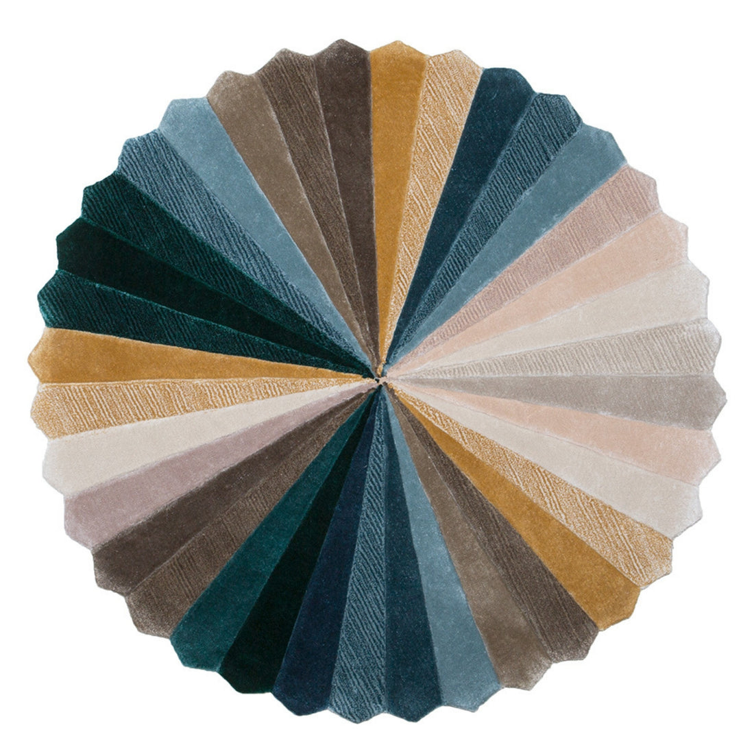 Handmade Wool Rug Tuft Weaving, Sustainable Contemporary Carpet, Colorful Round Shape, Custom Made On-Demand in Turkiye_ETUGENE_Facet-001-J