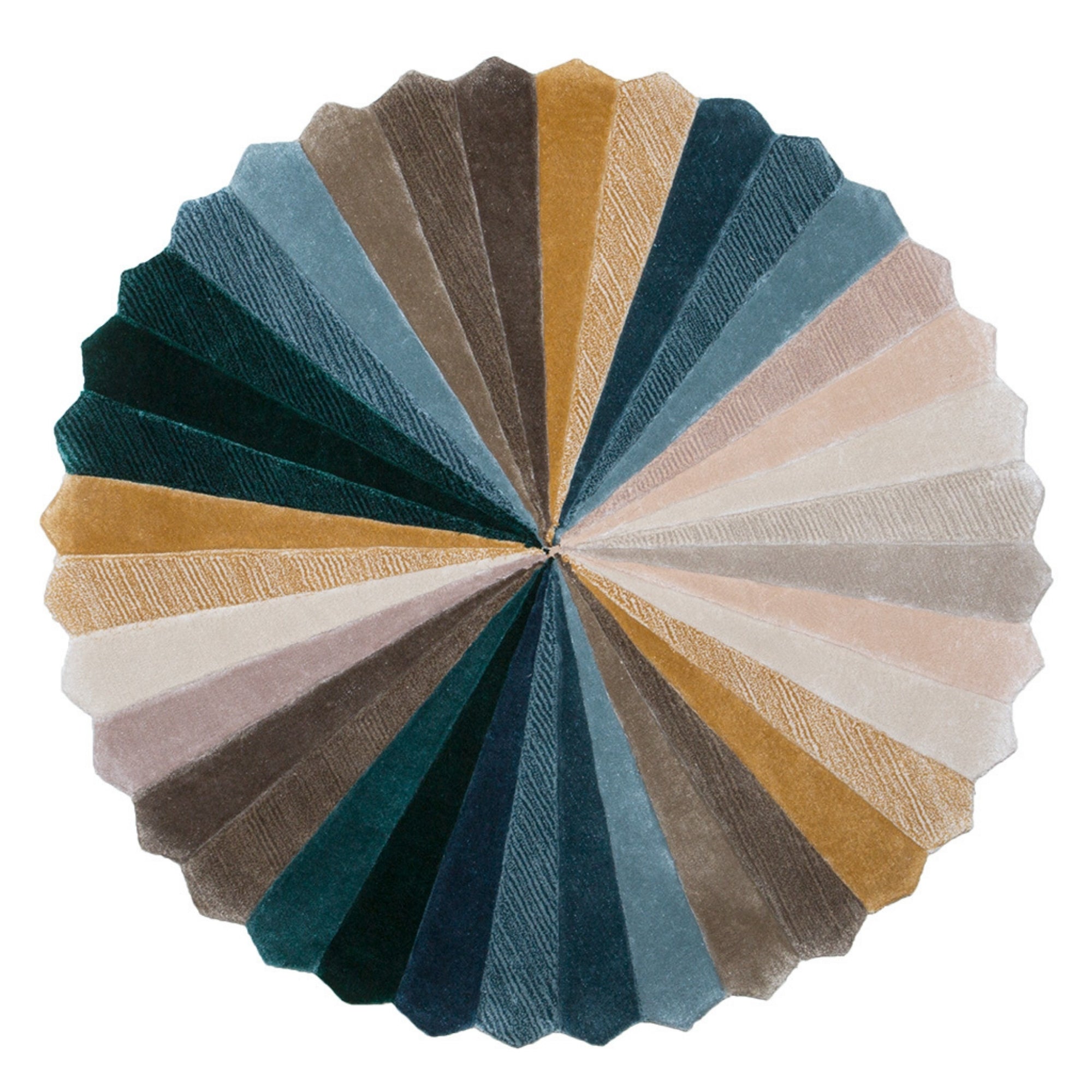 Handmade Wool Rug Tuft Weaving, Sustainable Contemporary Carpet, Colorful Round Shape, Custom Made On-Demand in Turkiye_ETUGENE_Facet-001-J