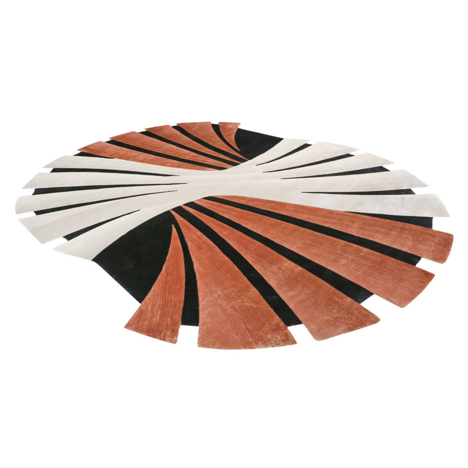 Handmade Wool Rug Tuft Weaving, Sustainable Contemporary Carpet, Coral Pleat Design, Irregular Shape, Custom Made On-Demand in Turkiye_ETUGENE_Pleat-002-D-Horizontal