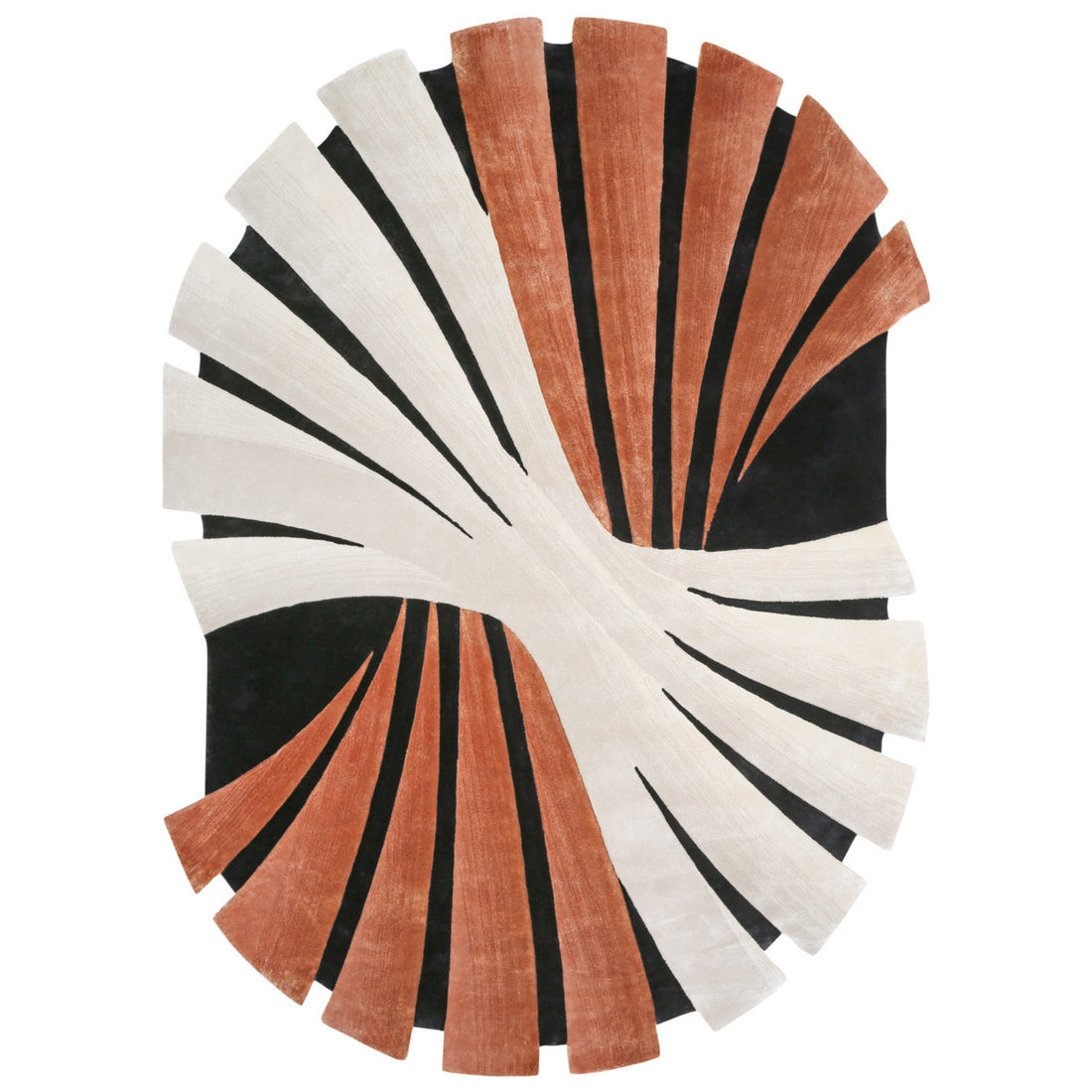 Handmade Wool Rug Tuft Weaving, Sustainable Contemporary Carpet, Coral Pleat Design, Irregular Shape, Custom Made On-Demand in Turkiye_ETUGENE_Pleat-002-D