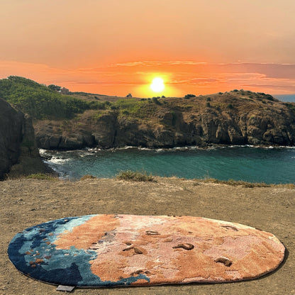 Handmade Wool Rug Tuft Weaving, Sustainable Contemporary Carpet, Cosmic Design, Irregular Shape, Custom Made On-Demand in Turkiye_ETUGENE_Cosmos-001-N-Lifestyle