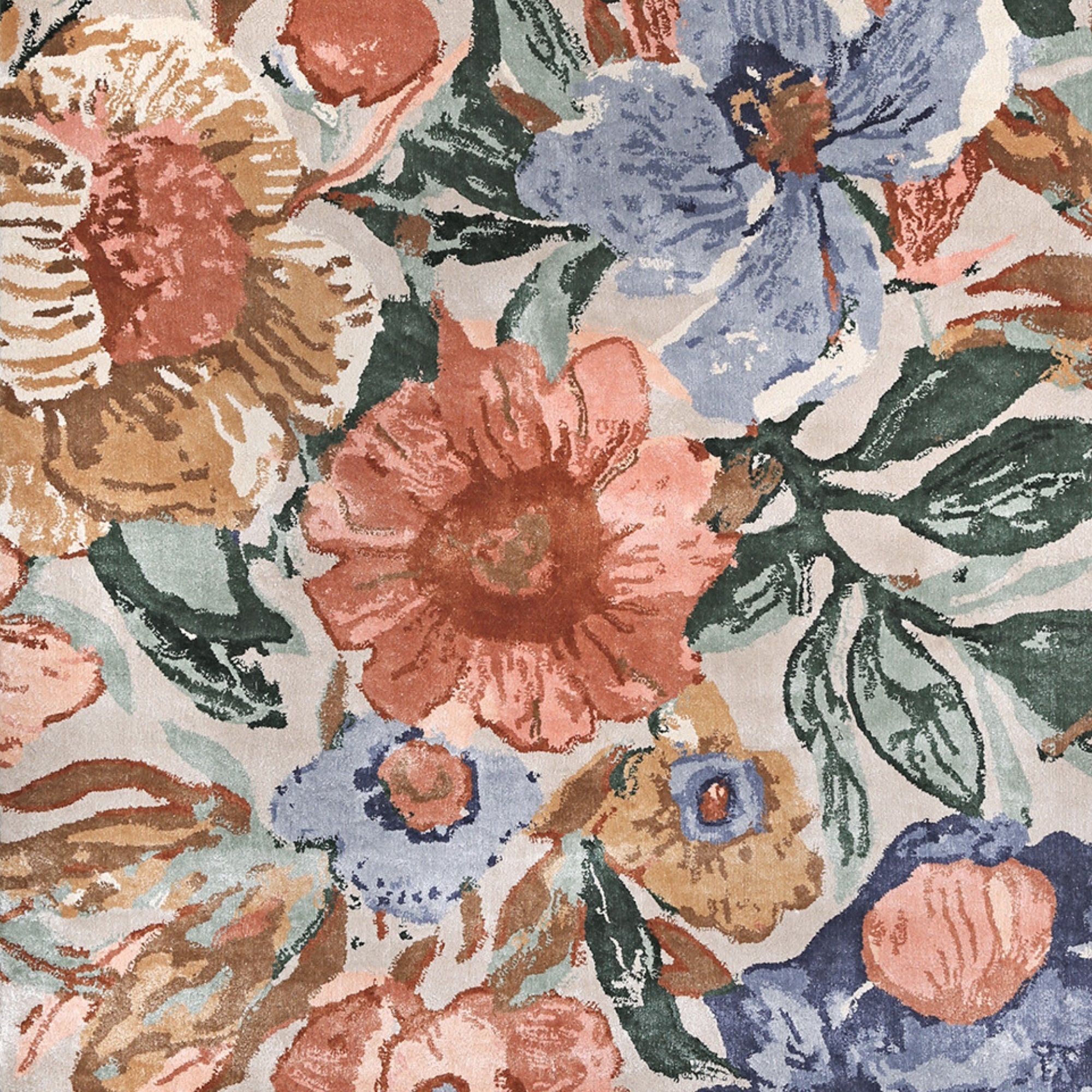 Handmade Wool Rug Tuft Weaving, Sustainable Contemporary Carpet, Floral Design, Rectangular Shape, Custom Made On-Demand in Turkiye_ETUGENE_Flora-001-GV-Motifs