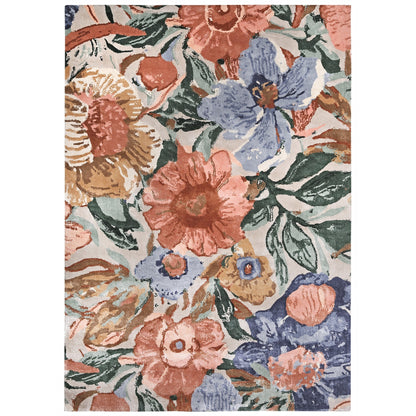 Handmade Wool Rug Tuft Weaving, Sustainable Contemporary Carpet, Floral Design, Rectangular Shape, Custom Made On-Demand in Turkiye_ETUGENE_Flora-001-GV