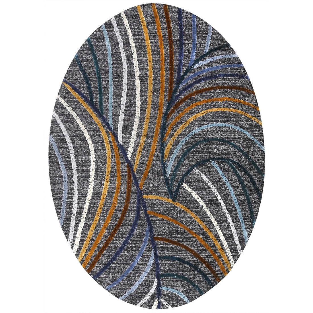 Handmade Wool Rug Tuft Weaving, Sustainable Contemporary Carpet, Flowing Curves, Round Shape, Custom Made On-Demand in Turkiye_ETUGENE_Helix-003-JX