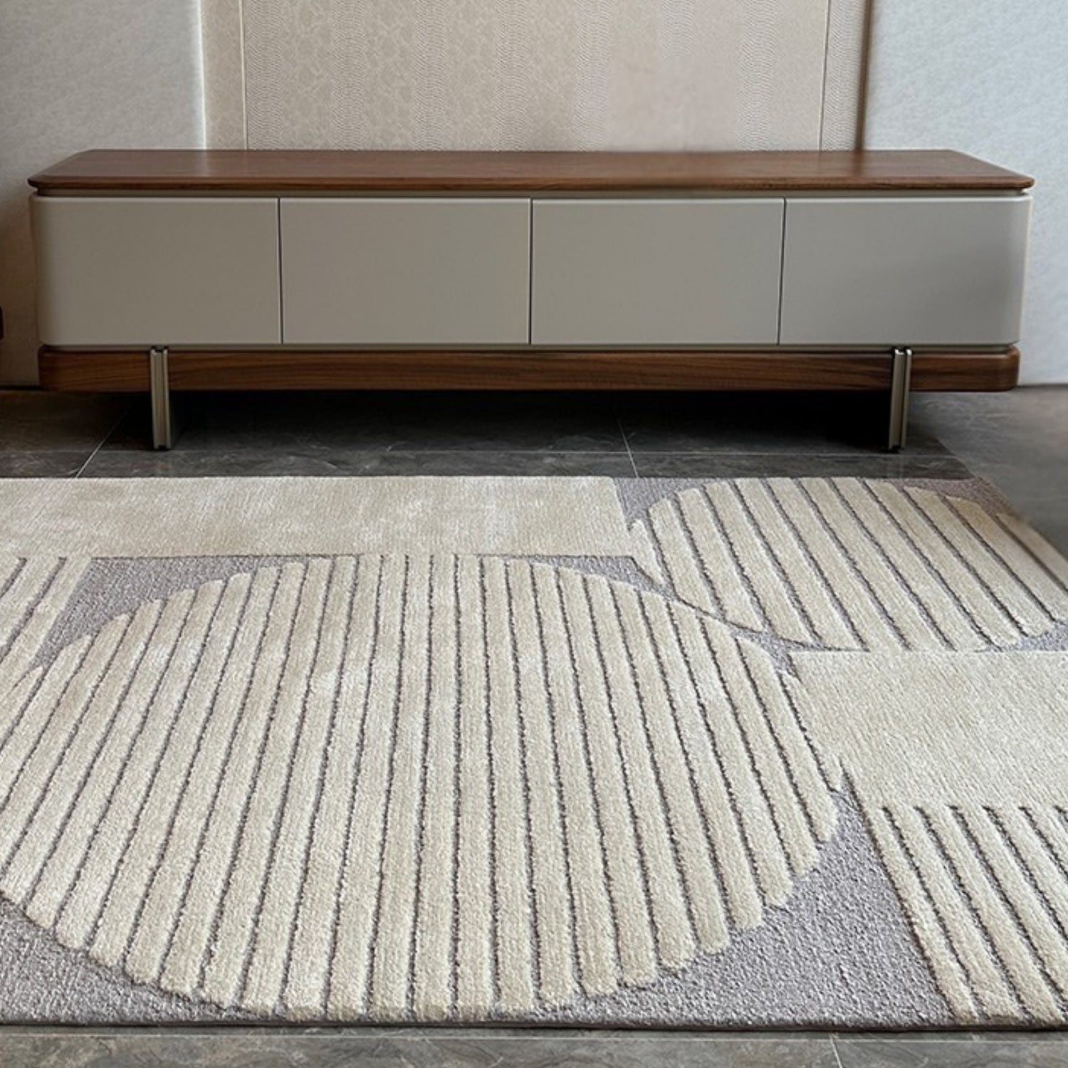 Handmade Wool Rug Tuft Weaving, Sustainable Contemporary Carpet, Geometric Mix Grey Design, Rectangular Shape, Custom Made On-Demand in Turkiye_ETUGENE_Liquid-002-A-D-5-Home