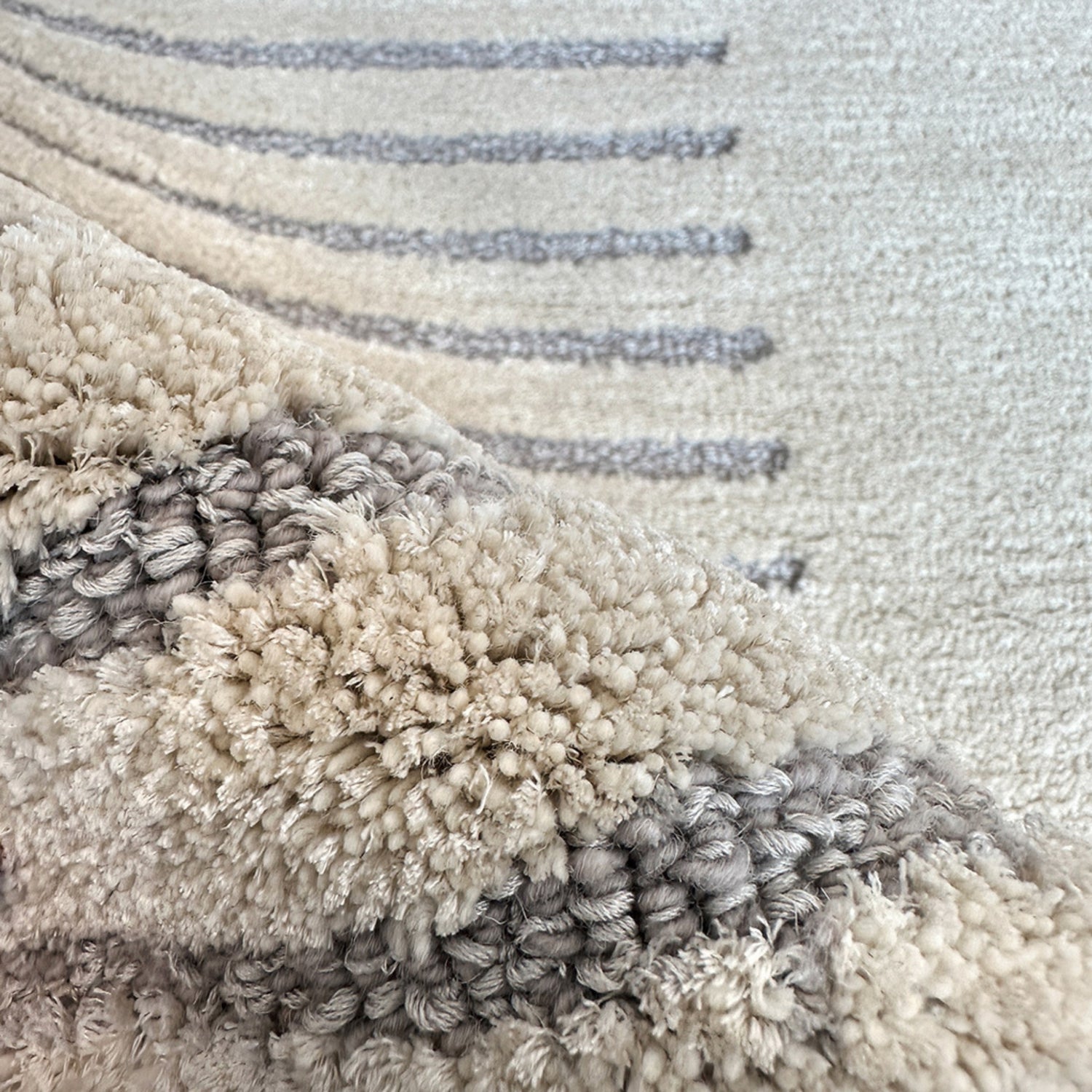 Handmade Wool Rug Tuft Weaving, Sustainable Contemporary Carpet, Geometric Mix Grey Design, Rectangular Shape, Custom Made On-Demand in Turkiye_ETUGENE_Liquid-002-A-D-5-Tuft