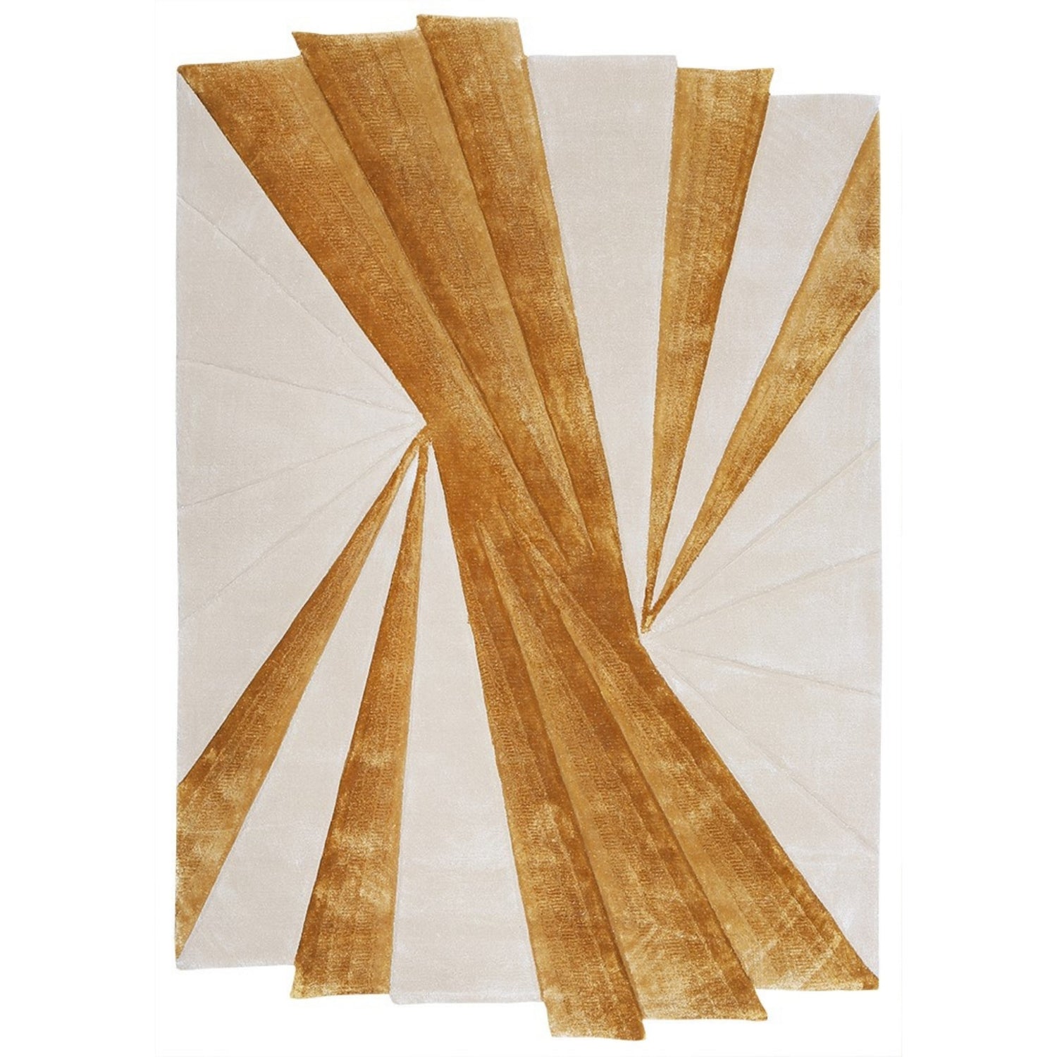 Handmade Wool Rug Tuft Weaving, Sustainable Contemporary Carpet, Gold Pleat Design, Irregular Shape, Custom Made On-Demand in Turkiye_ETUGENE_Pleat-001-A