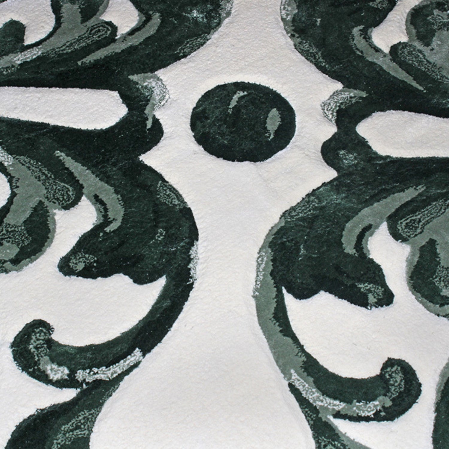 Handmade Wool Rug Tuft Weaving, Sustainable Contemporary Carpet, Green Baroque Design, Rectangular Shape, Custom Made On-Demand in Turkiye_ETUGENE_Mallorca-001-GD-Design